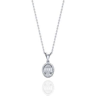 Baget Pırlanta Efektli Tektaş Kolye - ENGİNGOLD