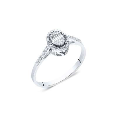 Baget Pırlanta Efektli Tektaş Yüzük - ENGİNGOLD