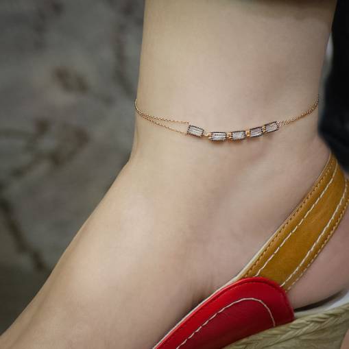 Baget Taşlı Altın Halhal - 2