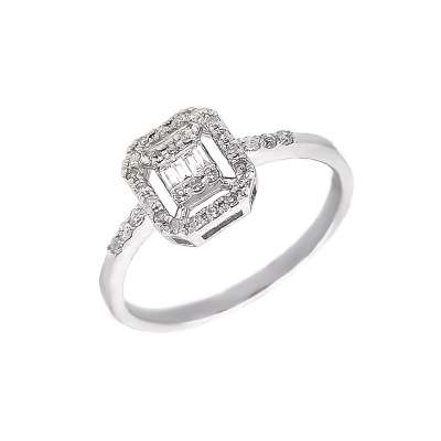 Baget Taşlı Pırlanta Yüzük-8k - 2