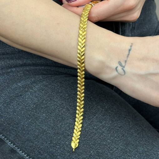 22 Ayar Altın Başak Bileklik – Mat & Parlak Model - 1