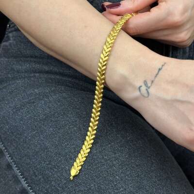 22 Ayar Altın Başak Bileklik – Mat & Parlak Model - 5