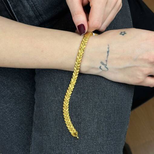 22 Ayar Altın Başak Bileklik – Mat & Parlak Model - 3