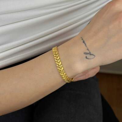 22 Ayar Altın Başak Bileklik – Mat & Parlak Model - 2