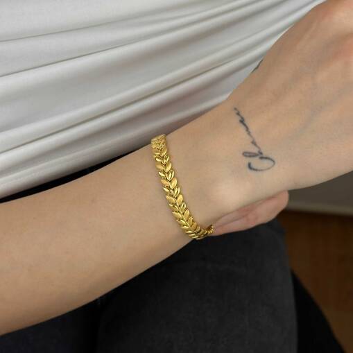 22 Ayar Altın Başak Bileklik – Mat & Parlak Model - 2