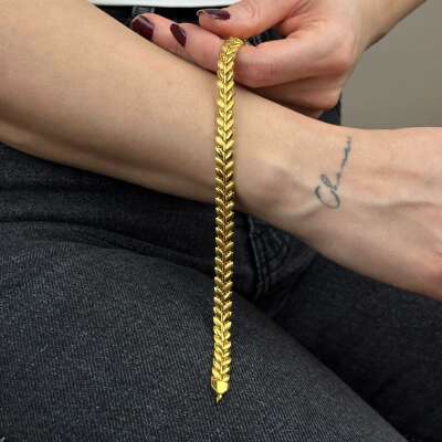 22 Ayar Altın Başak Bileklik – Mat & Parlak Model - 6