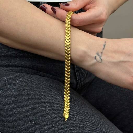 22 Ayar Altın Başak Bileklik – Mat & Parlak Model - 6