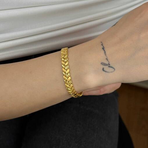 22 Ayar Altın Başak Bileklik – Mat & Parlak Model - 7