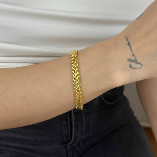 22 Ayar Altın Başak Bileklik – Parlak Model - 3