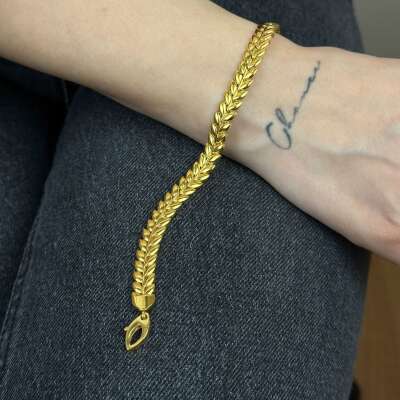 22 Ayar Altın Başak Bileklik – Parlak Model - 6