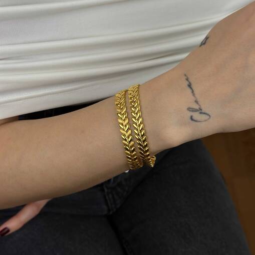22 Ayar Altın Başak Bileklik – Parlak Model - 7