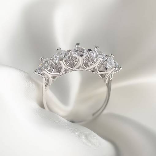 Beyaz Altın Beştaş Yüzük 14k - 1