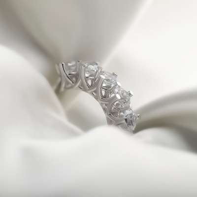 Beyaz Altın Beştaş Yüzük 14k - 2