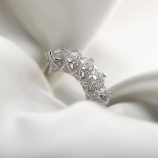 Beyaz Altın Beştaş Yüzük 14k - 2