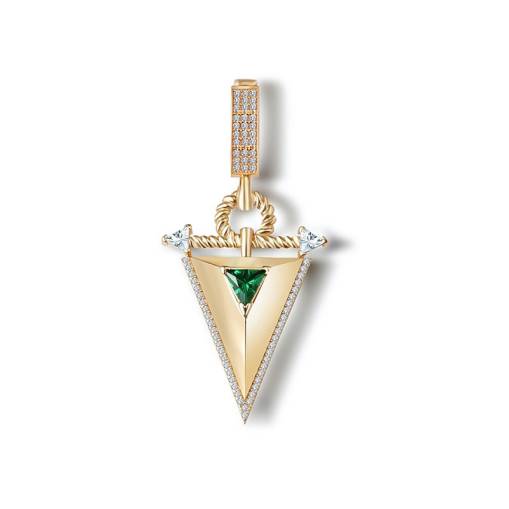Çağla Ema Zümrüt Taşlı Üçgen Charm 14k Altın - 1