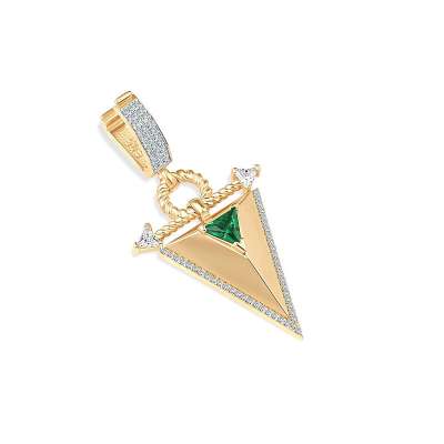 Çağla Ema Zümrüt Taşlı Üçgen Charm 14k Altın - 2