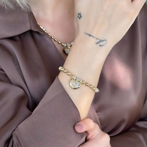 ÇAĞLA X EMA Bileklik – 14 Ayar Baget Taşlı Altın - 3