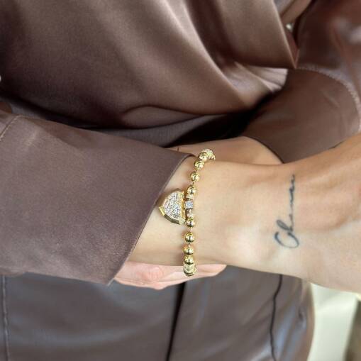 ÇAĞLA X EMA Bileklik – 14 Ayar Baget Taşlı Altın - 4