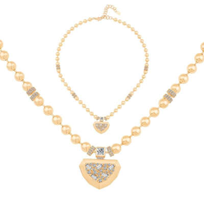 ÇAĞLA X EMA Top Kolye – 14 Ayar Baget Taşlı Altın - ENGİNGOLD EMA