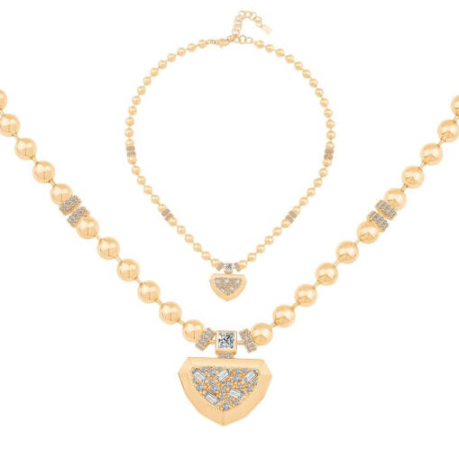 ÇAĞLA X EMA Top Kolye – 14 Ayar Baget Taşlı Altın - 1