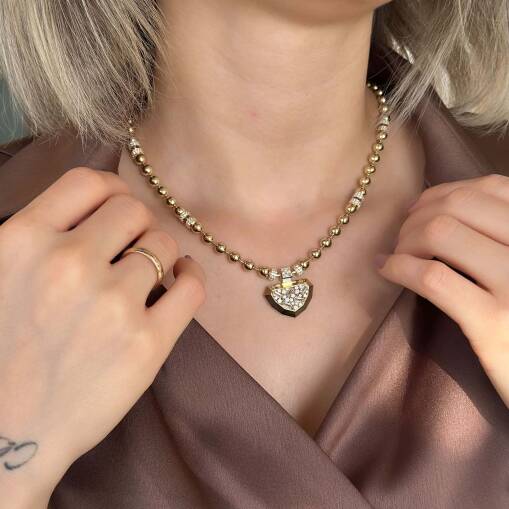 ÇAĞLA X EMA Top Kolye – 14 Ayar Baget Taşlı Altın - 5