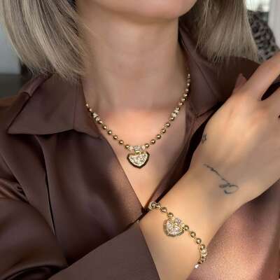 ÇAĞLA X EMA Top Kolye – 14 Ayar Baget Taşlı Altın - 7