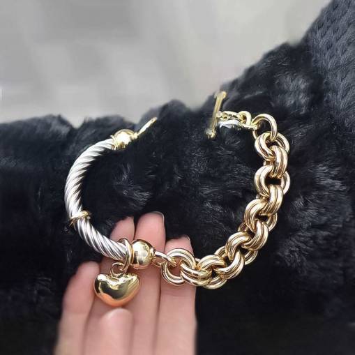 Cetaş Eterna Kalpli Sevgi 14k Altın Bileklik - 2
