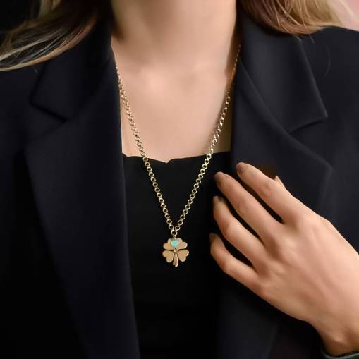 Cetaş Fortuna Kalpli Yonca 14k Altın Kolye - 2