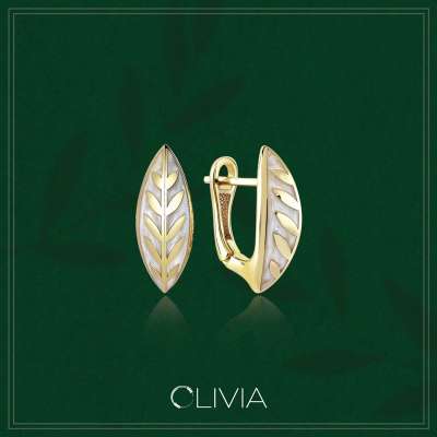 Cetaş Zeytin Yapraklı Olivia Sedef Altın Küpe - ENGİNGOLD CETAŞ