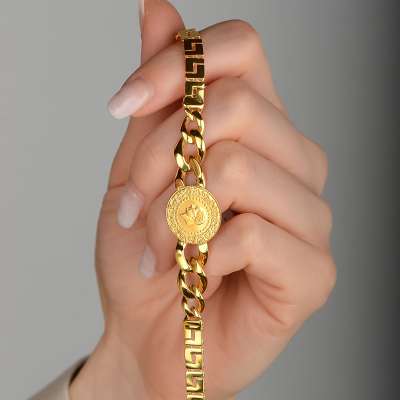 Çeyrek Altınlı Halka Grek Zincir Bileklik