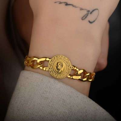 Çeyrek Altınlı Halka Zincir Bileklik - ENGİNGOLD KÇN