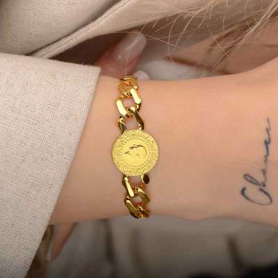 Çeyrek Altınlı Halka Zincir Bileklik - 2