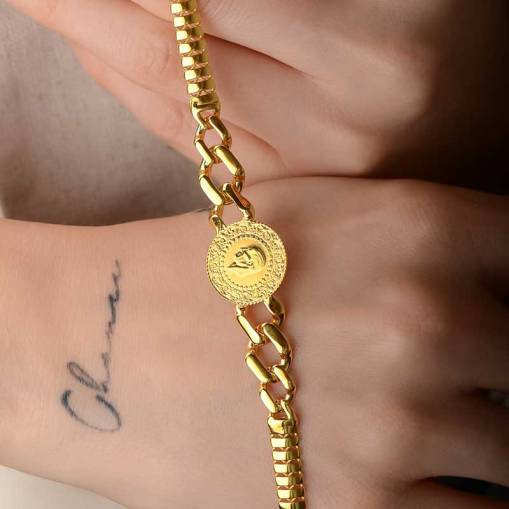 Çeyrek Altınlı Halka Zincir Bileklik - 3