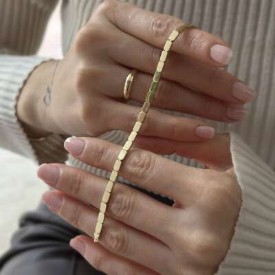 Chocolate Model 14 Ayar Altın Bileklik – Elegant Seçim - 6