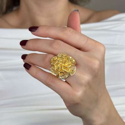 22 Ayar Altın Çiçek Yüzük – Tül Çiçek Formlu - 2