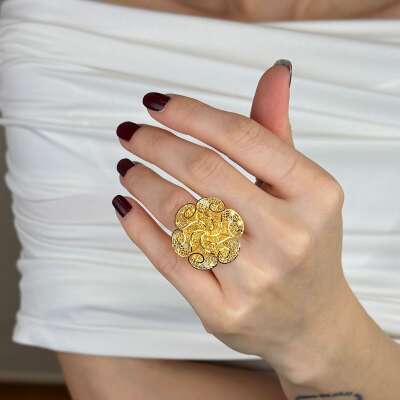 22 Ayar Altın Çiçek Yüzük – Tül Çiçek Formlu - 4