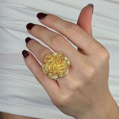 22 Ayar Altın Çiçek Yüzük – Tül Çiçek Formlu - ENGİNGOLD LG