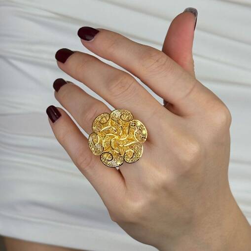 22 Ayar Altın Çiçek Yüzük – Tül Çiçek Formlu - 1