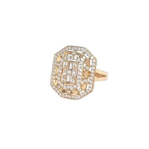 Çift Sıra Baget Işıltı Yüzük 14k - 3