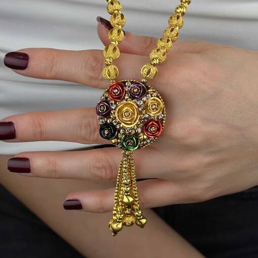 22 Ayar Altın Dorika Kolye – Köstekli Sallantılı Zincir - 2