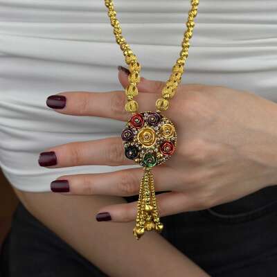 22 Ayar Altın Dorika Kolye – Köstekli Sallantılı Zincir - 3