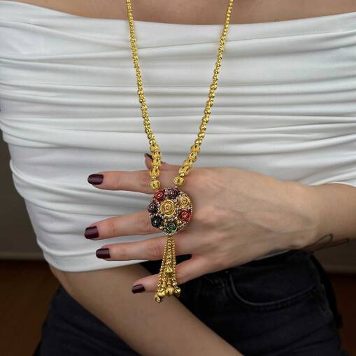 22 Ayar Altın Dorika Kolye – Köstekli Sallantılı Zincir - 7