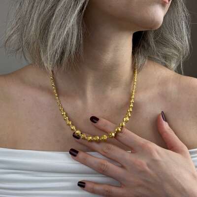 22 Ayar Altın Dorika Kolye – Mat Kalemli Süzme Sıralı - ENGİNGOLD EKO