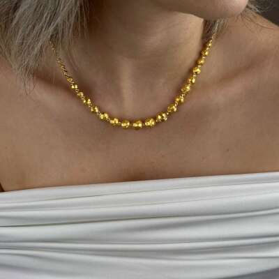 22 Ayar Altın Dorika Kolye – Mat Kalemli Süzme Sıralı - 4