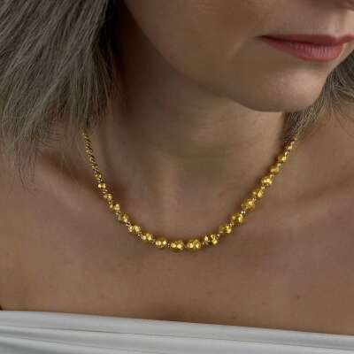 22 Ayar Altın Dorika Kolye – Mat Kalemli Süzme Sıralı - 5