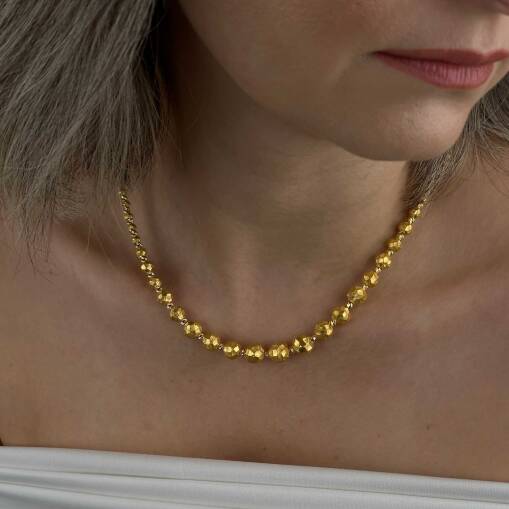 22 Ayar Altın Dorika Kolye – Mat Kalemli Süzme Sıralı - 5