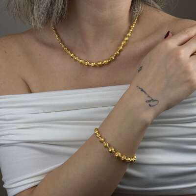 22 Ayar Altın Dorika Kolye – Mat Kalemli Süzme Sıralı - 6