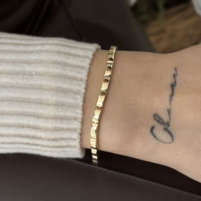 Dörtgen Parçalı 14 Ayar Altın Bileklik – Zarif Tasarım - 4