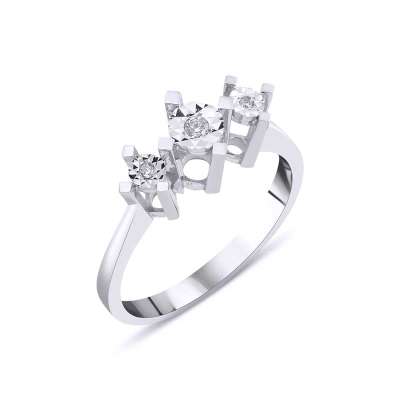 Efectli 0.04Ct Pırlanta Üçtaş Yüzük - ENGİNGOLD ANKH