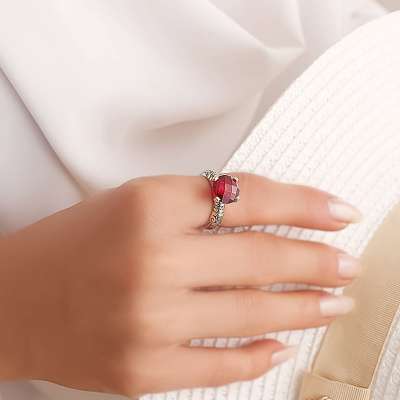 Granat Lal Taşlı Yüzük 14k Altın - ENGİNGOLD İZM